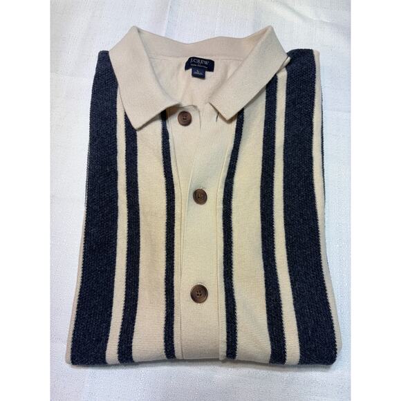 J Crew Factory Mens Striped Button Front Sweater Retro Look Size L - Picture 9 of 11